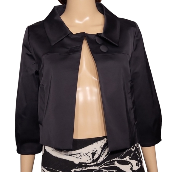 H&M Cropped Cocktail Jacket Evening Date-night / Sz 6 / Black - Picture 5 of 17